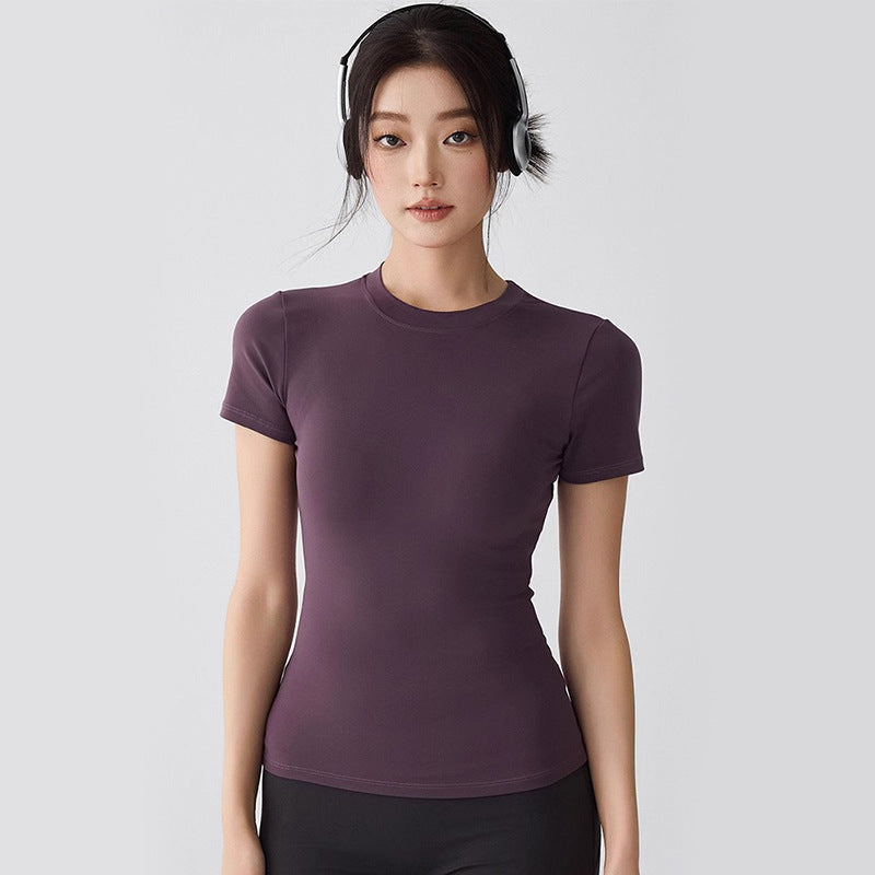 Bare-chested yoga shirt with short sleeves