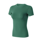 Bare-chested yoga shirt with short sleeves