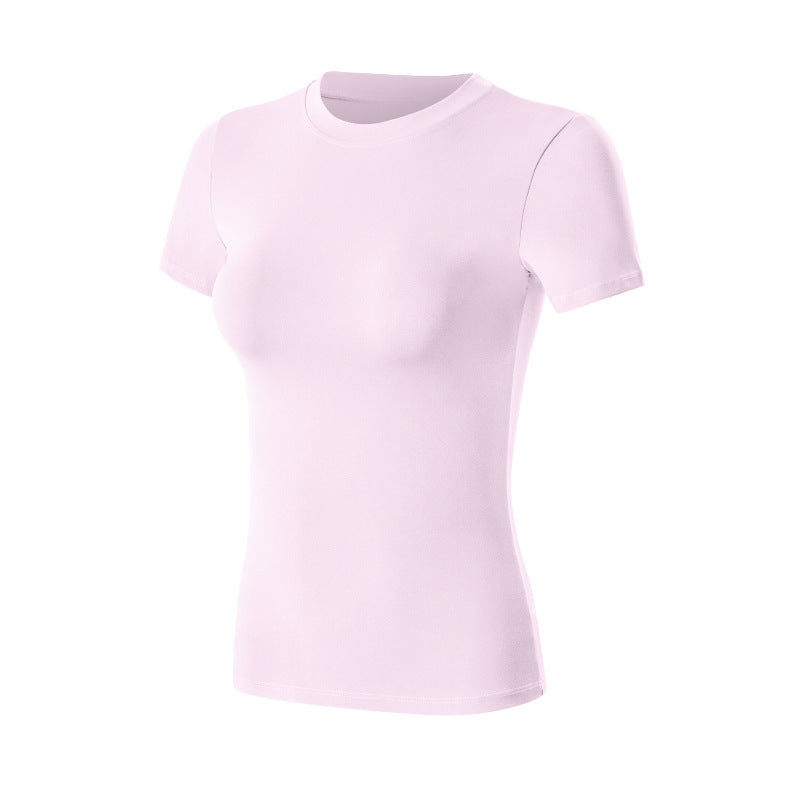 Bare-chested yoga shirt with short sleeves